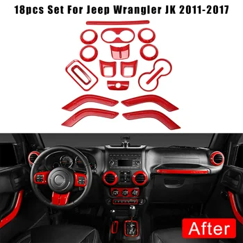 

18pcs/Set Red Car Interior Decor Cover Trim Red For Jeep Wrangler JK JKU 4 Door 2011-2017,Made Of High Quality Material