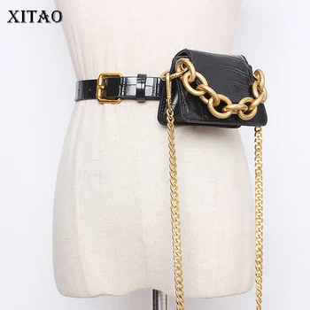 

XITAO Tide Brand Crocodile Pattern Women's Belt Goth Accessories Metal Chain Belt Bag Streetwear Girdle Cummerbunds GCC3095