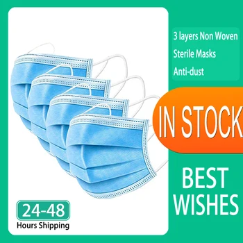 

For Adult Face Mask Nonwove 3 Layer Disposable Mouth Mask Anti Dust Safe Breathable Protective masks Good quality and fast
