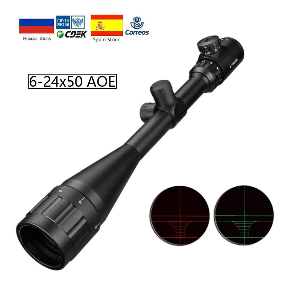 6 24x50 Aoe оптический прицел с регулируемой зеленой и красной точкой охотничий свет