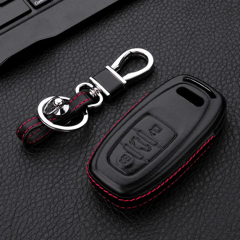 Genuine Leather Car Key Case Cover For Audi B6 B7 B8 A4 A5 A6 A7 A8 Q5 Q7 R8 TT S5 S6 S7 S8 Shell Bag for | Автомобили и