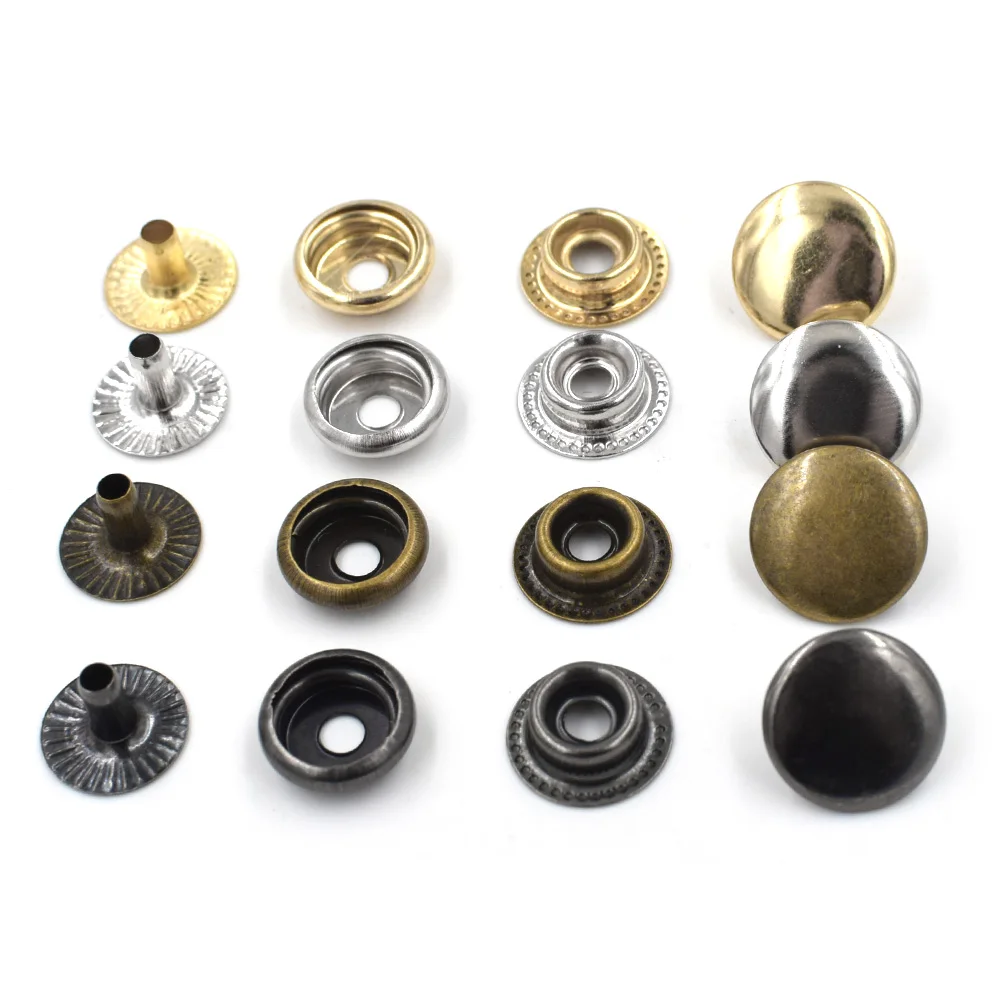 

500sets press buttons O-Spring type silver/black/bronze/gold metal snaps 15mm/12.5mm/10mm sewing accessories bulk clothing DIY