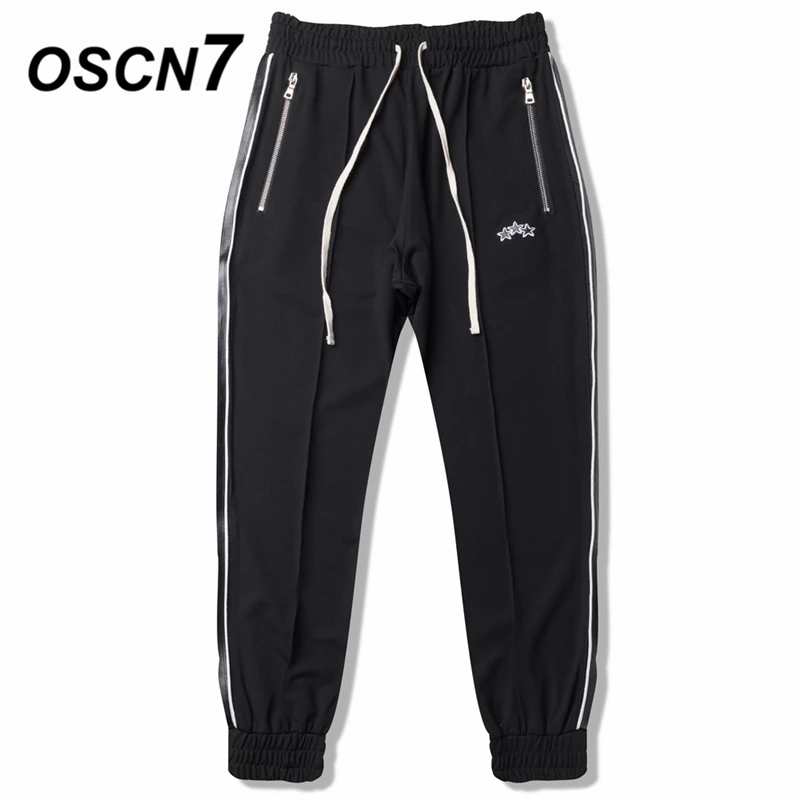

OSCN7 Loose Stripe Leisure Sweatpants Men 2019 Fall Fashion Streetwear Casual High Street Mens Pants Women Trousers 9611