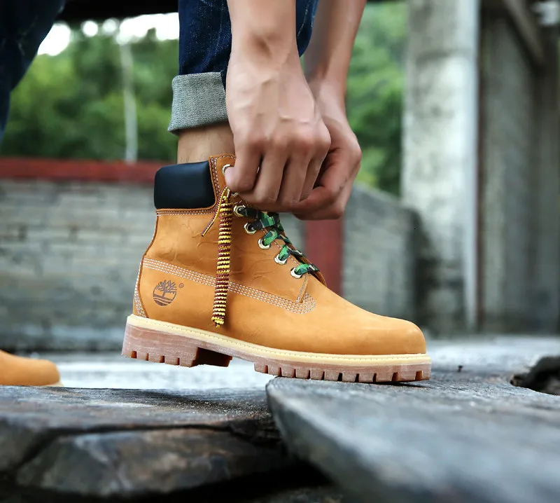 TIMBERLAND оригинальные мужские водонепроницаемые камуфляжные ботильоны на шнурках, мужские уличные ботинки из натуральной кожи желтого цвета A1R7Y