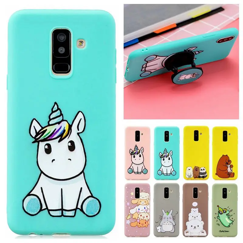 

Case for Samsung Galaxy A6 Plus Case Soft TPU Silicone Case on sFor Coque Samsung A 6 Plus A6+ A6 2018 Cover Phone Holder Stand