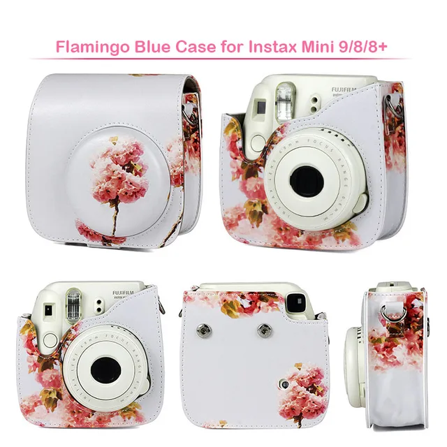 CLOVER Lovely Flower Denim Fabric Camera Bag Case with Shoulder Strap for  Fujifilm Instax Mini 8 Mini 9 Fuji Film Camera (Blue)