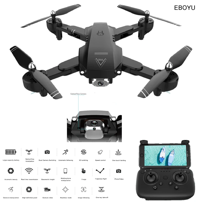 EBOYU L103 WiFi FPV RC Drone 4K/1080P Wide Angle Dual Cameras Optical Flow Altitude Hold Quadcopter -22min Flight Time | Игрушки и хобби