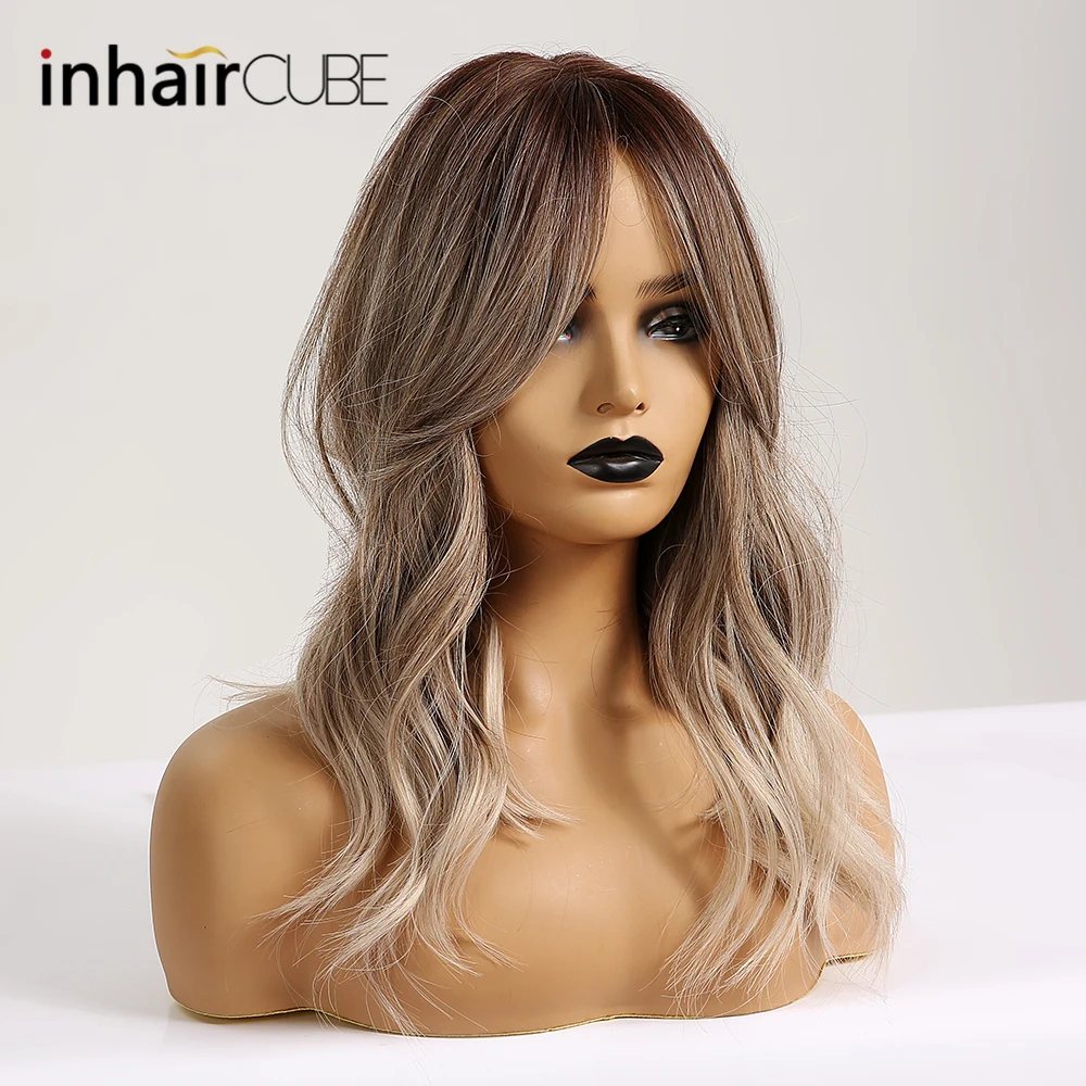 Длинный синтетический парик Inhair Cube с эффектом омбре натуральные волнистые