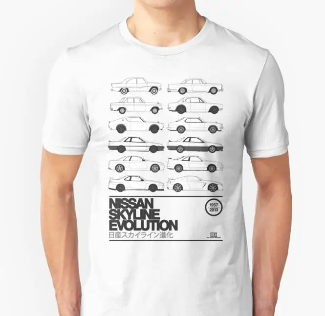 Новая модная мужская футболка Niss Skyline History Gtr R32 R33 R34 R35 Motor Engine Turbo с коротким