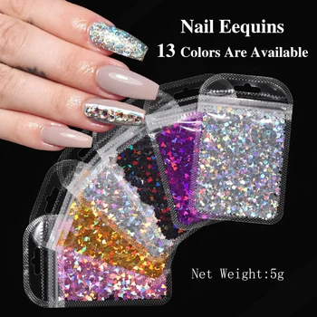 

Mirror Sparkly Round Nail Sequins Paillette Decoration Mixed Colors Nail Holographics Glitter 3D Flakes Slices Art Accessory