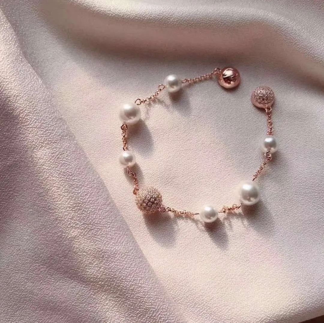 

Whole Real 100% 925 Sterling Silver Magnetic Clasp Attraction Bracelets Strung Pearl Shiny Zirconia Hydrangea Exquisite Jewelry