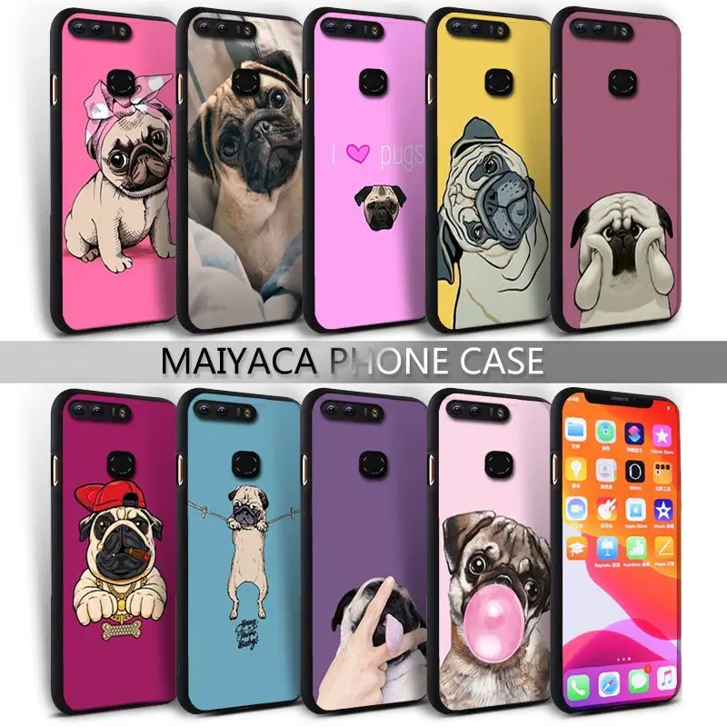 Tren untuk Anak Laki-laki Hewan Lucu Pug Anjing Cellphone Cover untuk Huawei Kehormatan 8 8e 8X9 Lite 10 10i lite 20 20i 30 Pro V30 Pro