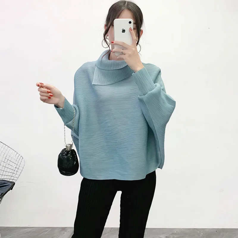 TVVOVVIN New Scarf Collar Batwing Sleeves Pullover Twice Pleated Thickness Loose Autumn And Winter Sweatshirt B513