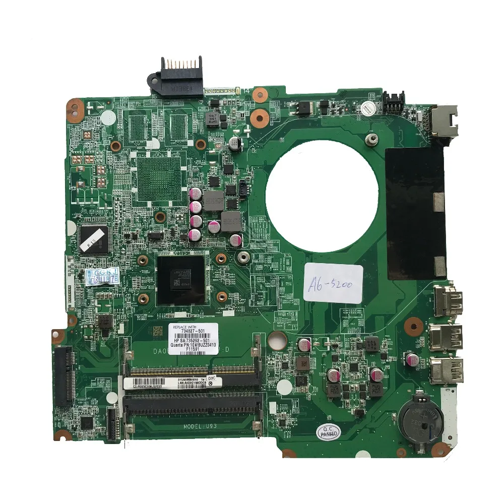 

734827-001 For HP 15-N Laptop Motherboard With A6-5200M CPU DDR3 734827-501 DA0U93MB6D0 100% working