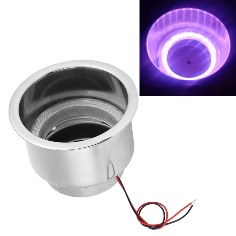 12V 15LED светильник подстаканник вставка со сливом Нержавеющая сталь полированная
