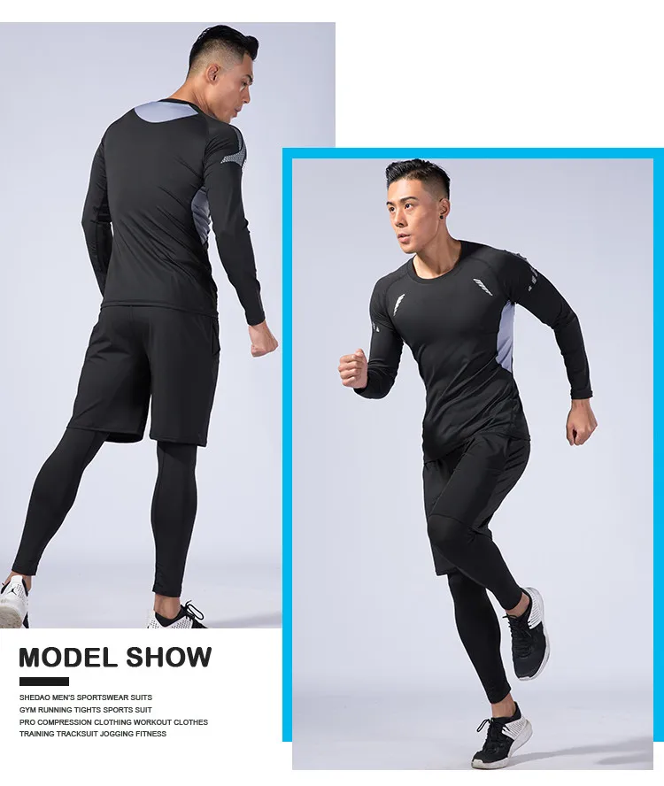 Running Set for Men Sports Suits Tight Sportswear Jogging Sports Clothing Fitness Compression Tracksuit Gym Tracksuit Suits MMA