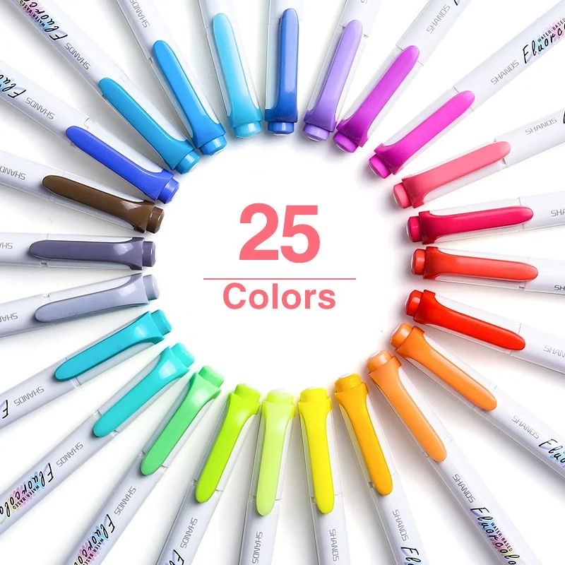 5pcs Mild Color Highlighter Liner Pens Set Double tip Bold Fine Friendly Fluorescent Marker Lettering Drawing Office School F782