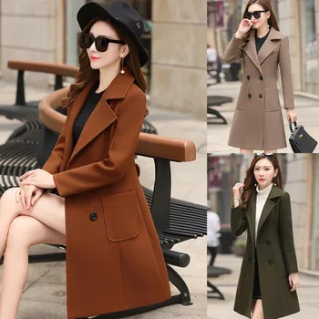 

JAYCOSIN Women Wool Double Breasted Coat Elegant Long Sleeve Work Office Jacket Outwear Jacket Casual Autumn Winter 19August24