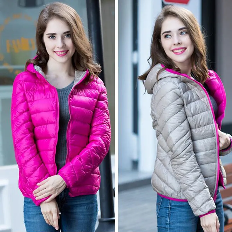S-xxxl Новинка, зимняя женская куртка на 90% белом утином пуху, женские ультра легкие пуховики с капюшоном, теплое зимнее пальто, парки