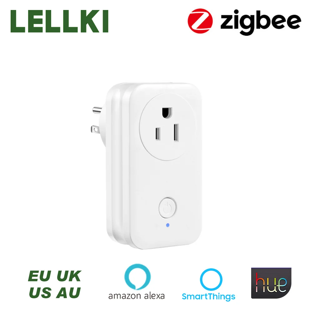 LELLKI Zigbee розетка умный переключатель штепсельная вилка США беспроводной контроль
