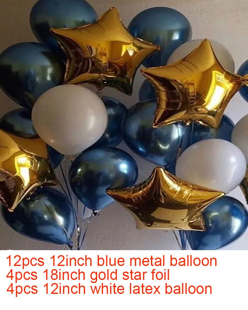 Blue Gold Balloons Birthday Party Decoration Kids Adult Metallic Balloon Inflatable Air Ball Birthday Ballon 1st Birthday Decor - Цвет: blue and gold