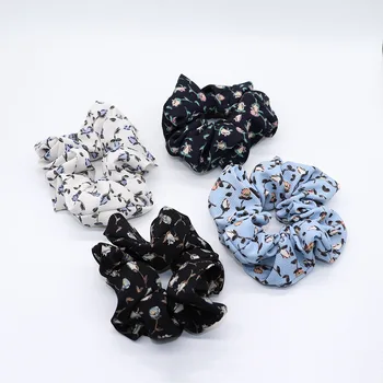 

2020 New arrival women flower printed hair scrunchies girl's hair Tie Accessories Ponytail Holder