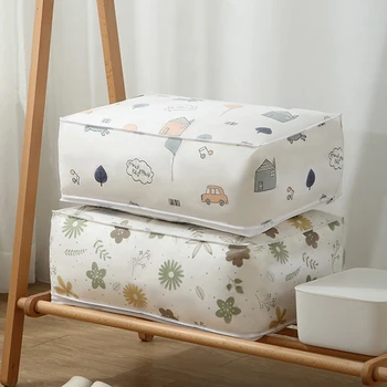 

Printed Quilt Storage Bag Portable Clothes Storage Bag Organizer Save Space Organizer for Pillow Blanket Quilt Bag Washable