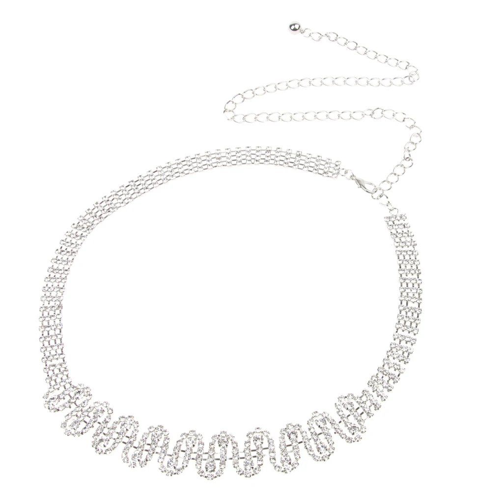 Fashion Diamante Crystal Waist Chain Belt for Wedding Dress Belly Dance Jewelry Bikini Beach Jewelry Dresses Decor