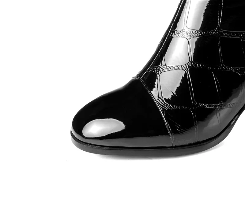 MORAZORA/ г. Большой размер 34-42, сапоги до колена из натуральной кожи зимняя обувь на высоком толстом каблуке с квадратным носком женские сапоги черного и винного цвета