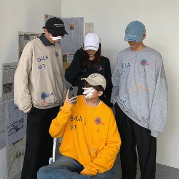 

2020 Spring And Autumn New Youth Popular Couple Print Loose Sweatshirt Fashion Casual Wild Round Neck Pullover Eight Colors