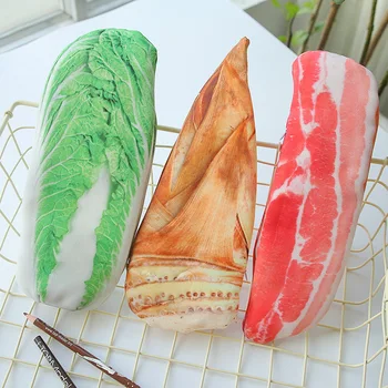

Personality cool pencil bags Simulated Fish Vegetables Meat Shape Pen Case zipper for Coin Purses Wallet Cosmetic Bag Stationery