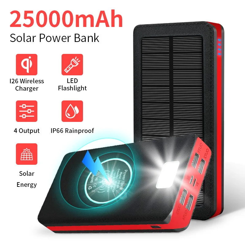 Camping Lamp Solar Energy 25000 MAh Wireless Charging Treasure PD18w Fast Charging QC3.0 Fast Charging Charging Treasure