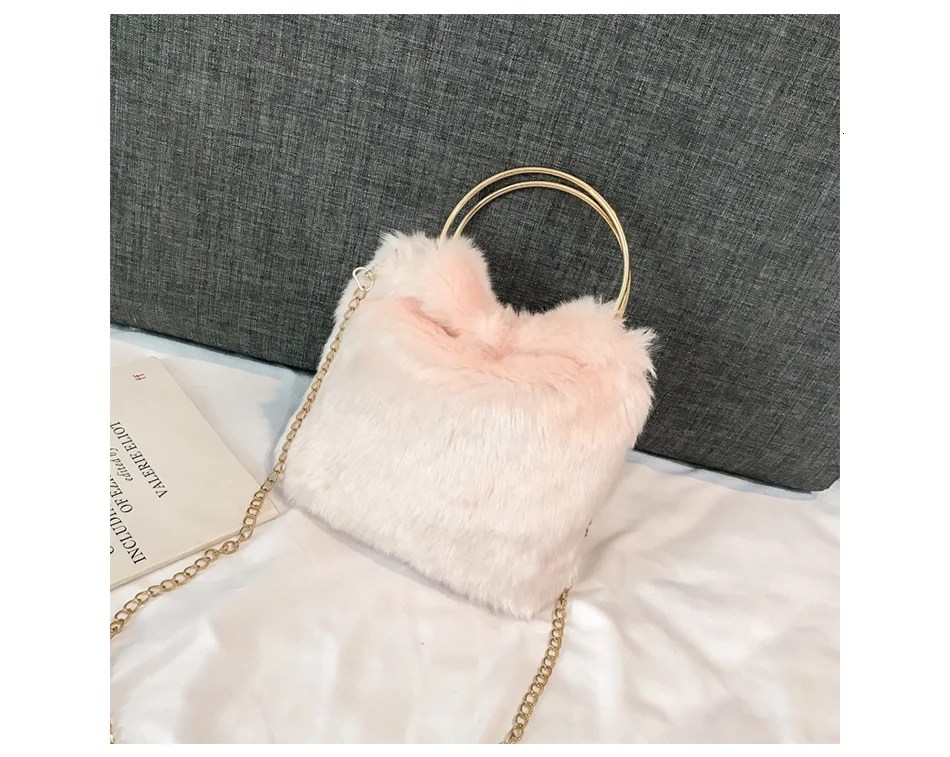 Herald модная женская наплечная сумка из искусственного меха осень зима металлическая круглая ручка плюшевая теплая милая сумка-тоут Дамская мини-сумка