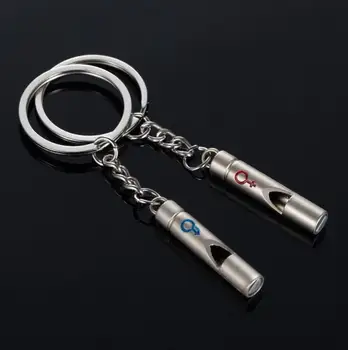 

10Pairs/lot Free Shipping Zinc Alloy Bag Pendant Waist Hanging Whistle Couple Key Ring Key Chain Gift Car Accessories