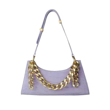 

Retro Thick Chain Crocodile Ins French Bag Underarm Shoulder Bag Female 2020 Spring and Summer New Personality Handbag