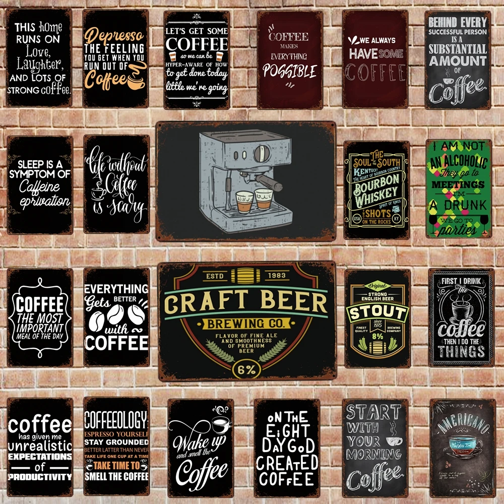 

[YZFQ] Coffee Tin Signs Metal Plate Wall Pub Kitchen Restaurant Home Art Decor Vintage Iron Poster Cuadros TP-399A