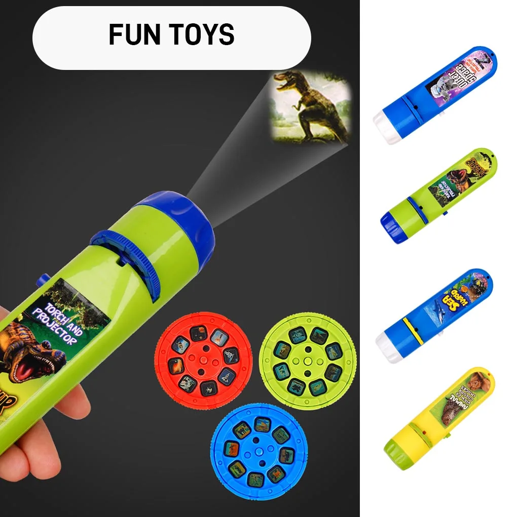 Projection Flashlight Children Projector Light Cute Cartoon Toy Night Photo Picture Light Children Image Learning Fun Toys