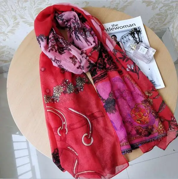 Роскошный брендовый женский летний шарф, испанская Цветочная шаль, женские шарфы с принтом - Цвет: 305