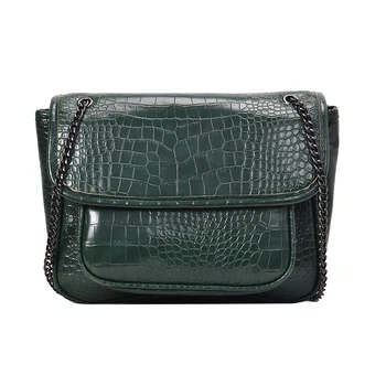 

Vintage Fashion Female Tote bag 2019 New Quality Leather Women's Designer Handbag Crocodile pattern Chain Shoulder Messenger Bag