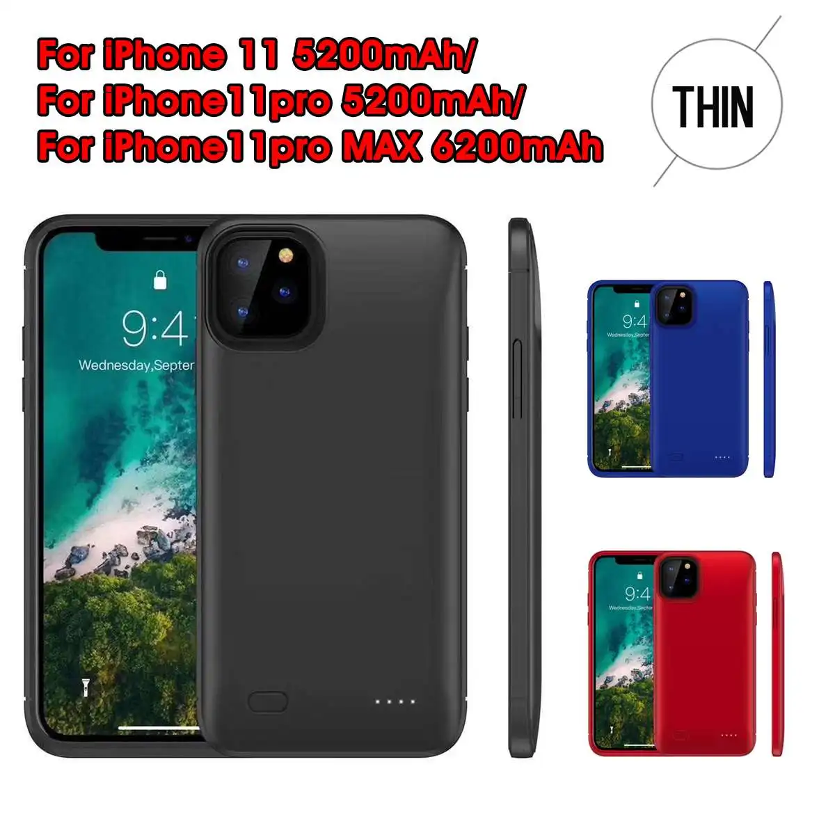 

LEORY Power Bank Charger Portable Battery Cover External Charging Battery For iPhone 11 6000mAh /11pro 5500mAh/11pro MAX 6000mAh