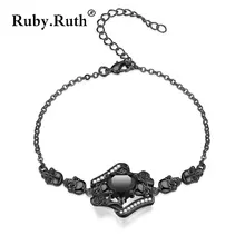 Панк готический череп браслеты Черное золото для женщин Многоцветный скелет браслет ювелирные изделия Прямая поставка