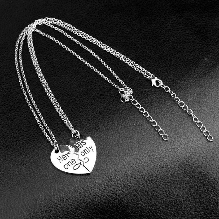 

Heart Necklace for Couples Love Her One His Only Necklace Plated Gold Necklace Fashion Plated Necklace