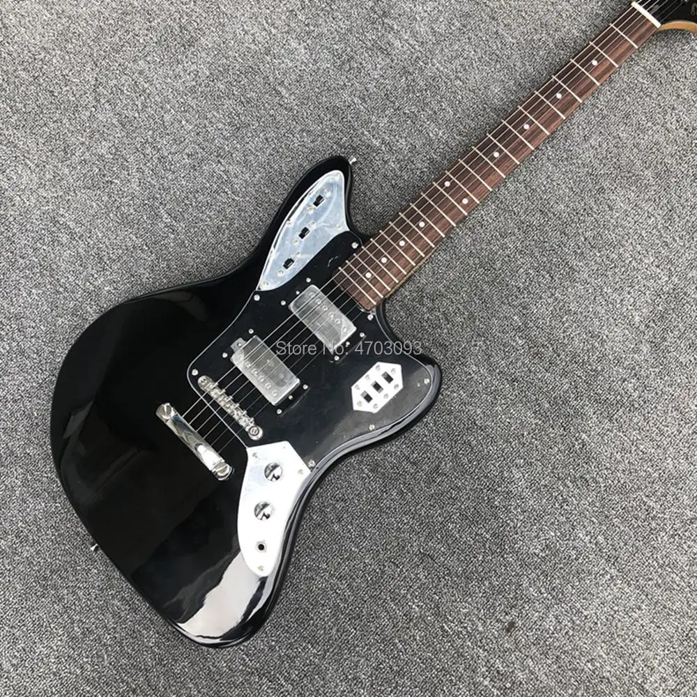

In stock,Top Quality,Jaguar model with Black Top,6 Strings Electric Guitar,Slivery hardware,Black Guardplate,Free shipping