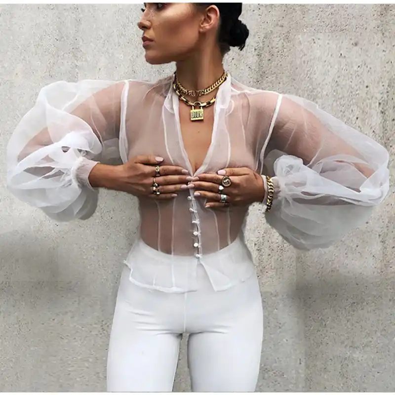 womens white mesh top