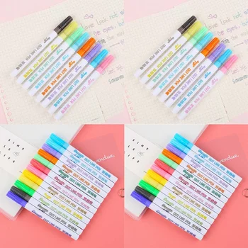 

8 colors 12 colors set double line outline pen color drawing note pen record pen school supplies