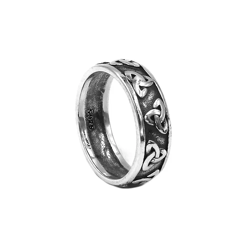 Мода S925 стерлингового серебра кельтское кольцо с узором Claddagh ирландские украшения викинга серебряное байкерское обручальное кольцо для женщин девочек SWR0945