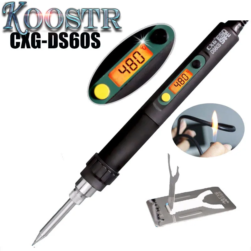 CXG DS60S паяльник для сварки наконечники 60 Вт 220 В антистатические с ЖК подсветкой