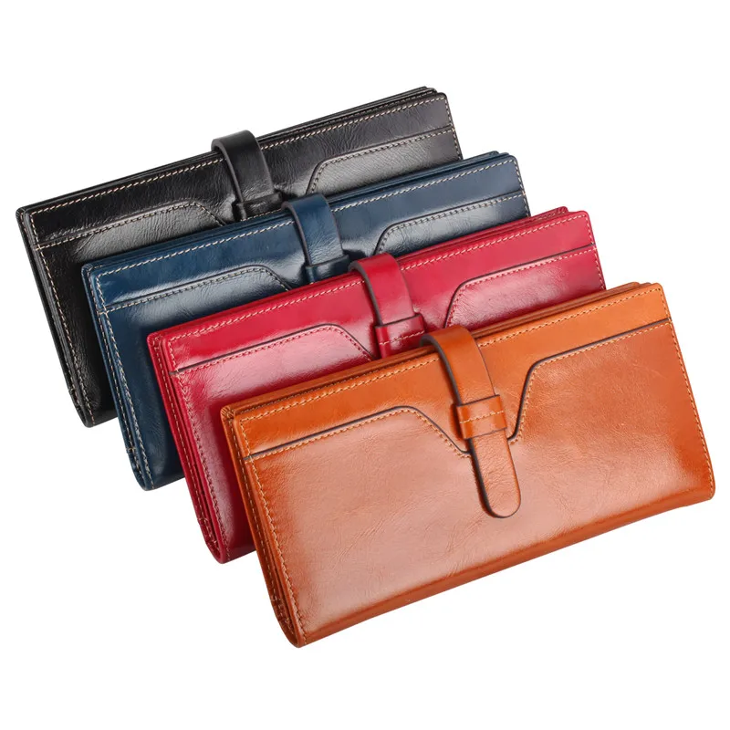 Samona женские кошельки натуральная кожа Длинный клатч сумка для денег Женская винтажная масло воск коровья кожа Кредитная карта кошелек