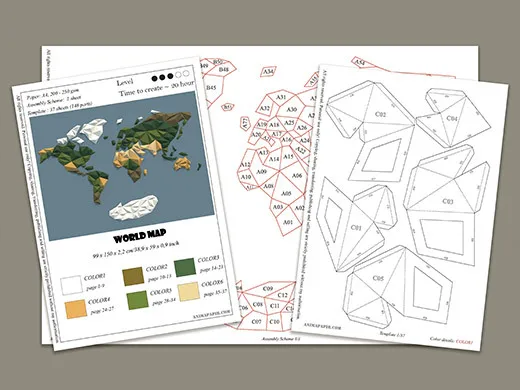 Трехмерный мир карта бумажная модель в виде геометрических фигур собственными руками Сделай Сам 3D Бумага-cut Творческий Бумага модели