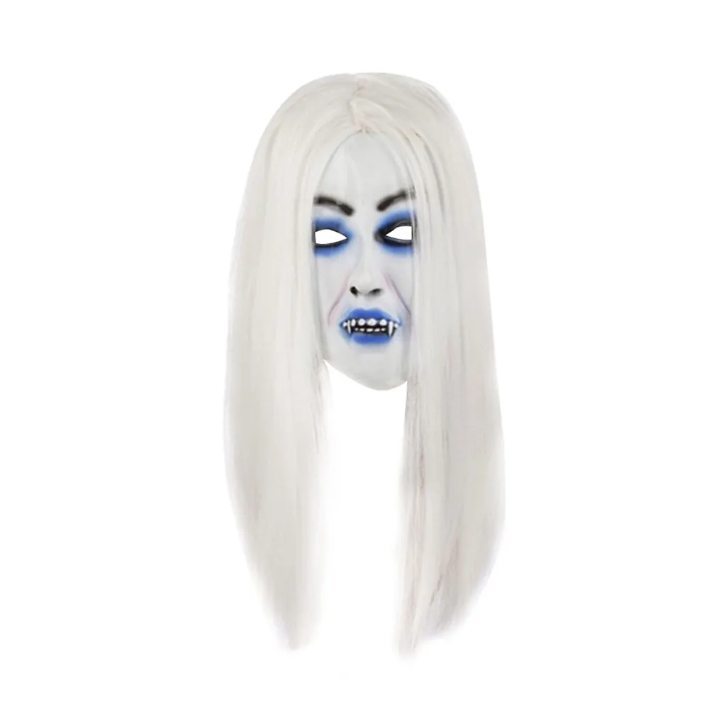 navidad christmas decorations for home Halloween Cosplay Scary Bride with White Hair Mask for Adults Decor Props halloween